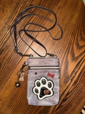 Chala Crossbody Bag - Gray with Paw Print